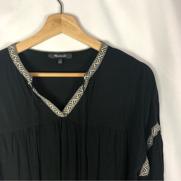 Madewell Black Blouson Sleeve Boho Long Sleeve Top M - Picture 6 of 7